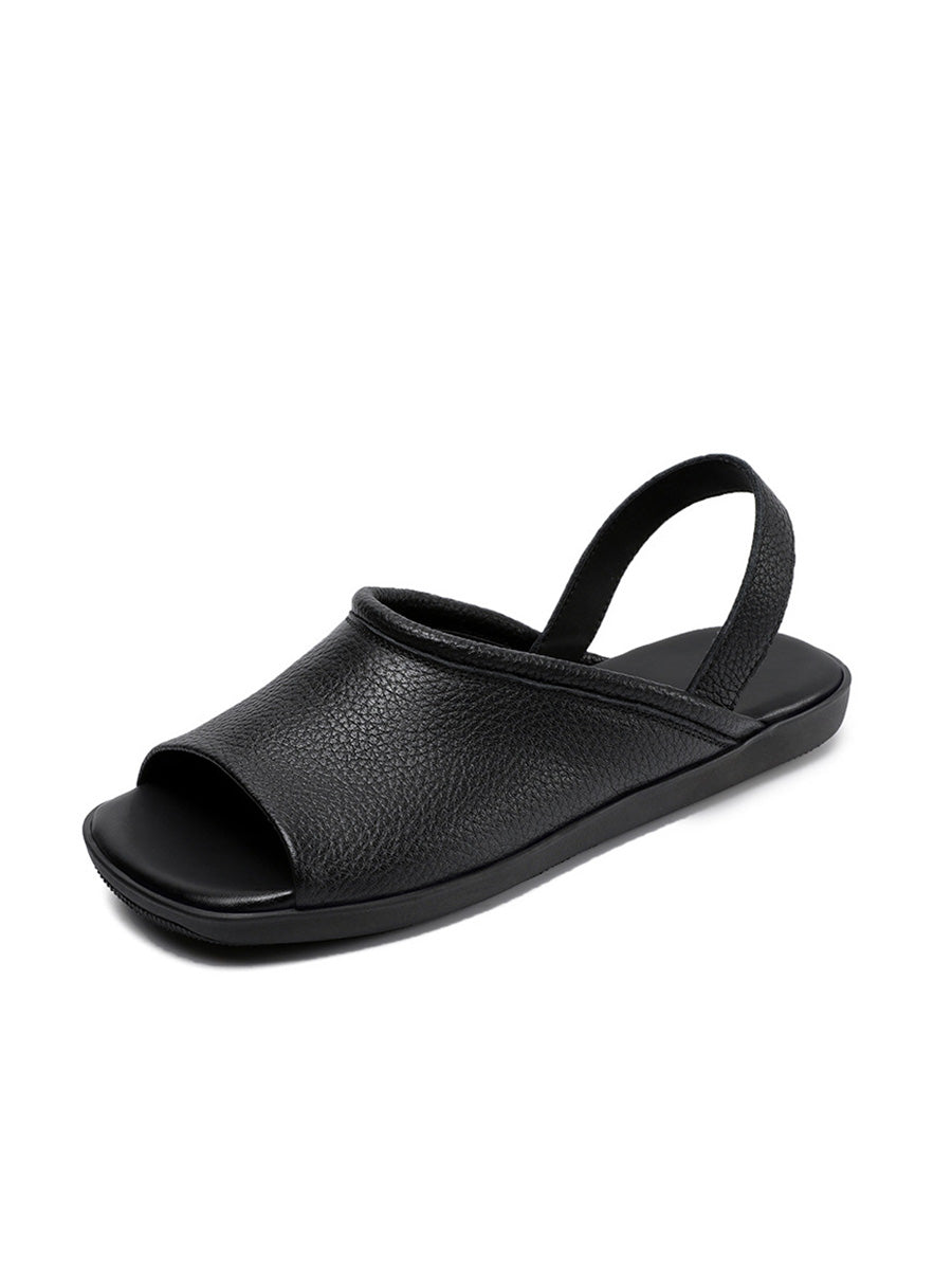 Women Summer Genuine Leather Soft Falt Sandals