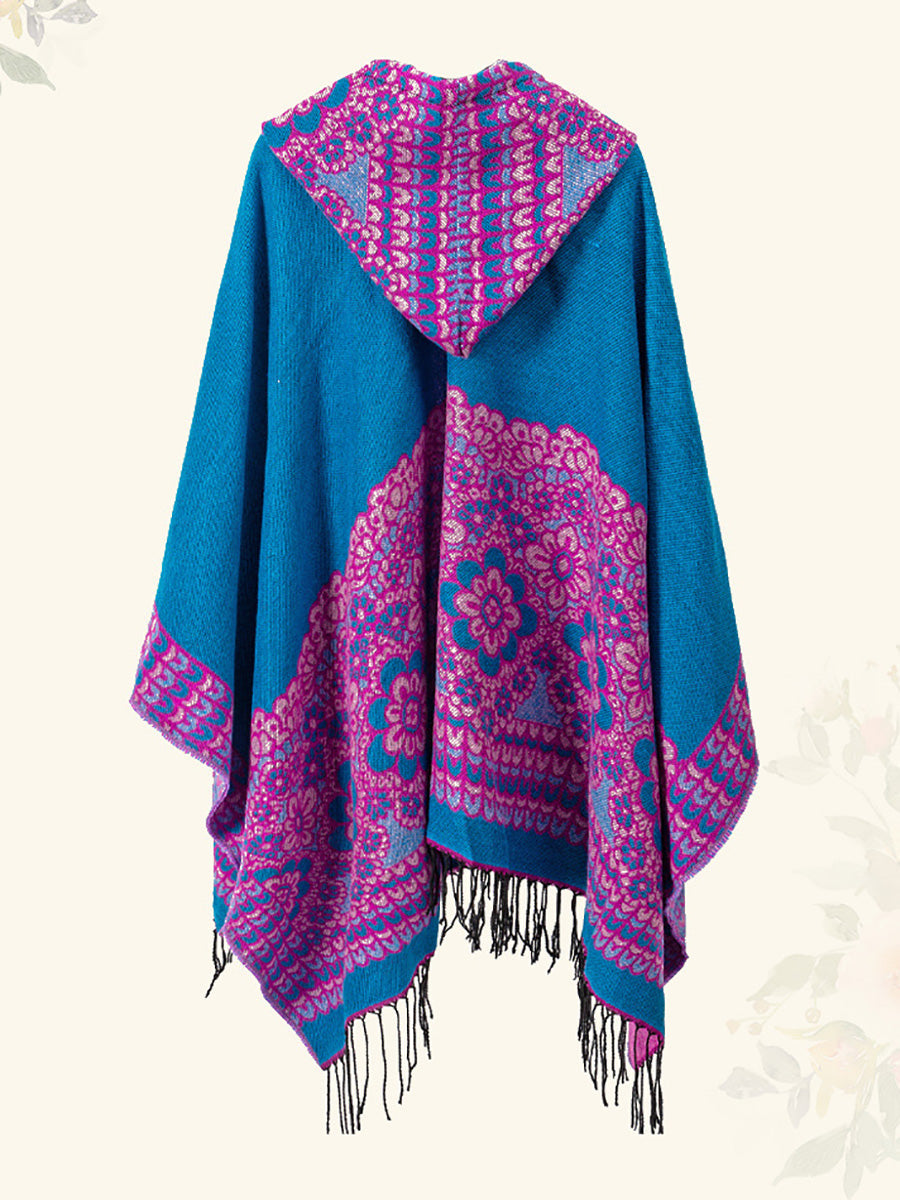 Ethnic Flower Print Tassel Travel Shawl Scarf