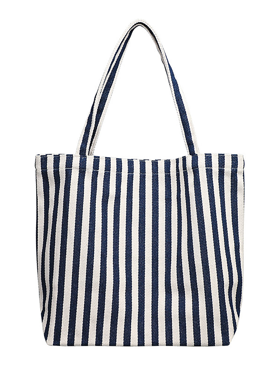 Women Casual Stripe Canvas Shoulder Bag