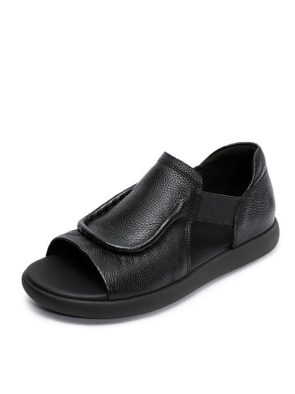 Women Summer Leather Open-Toe Flat Sandals