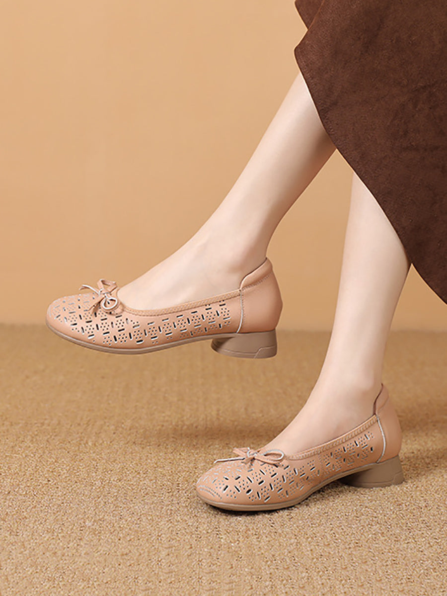 Women Summer Artsy Genuine Leather Low Heel Shoes