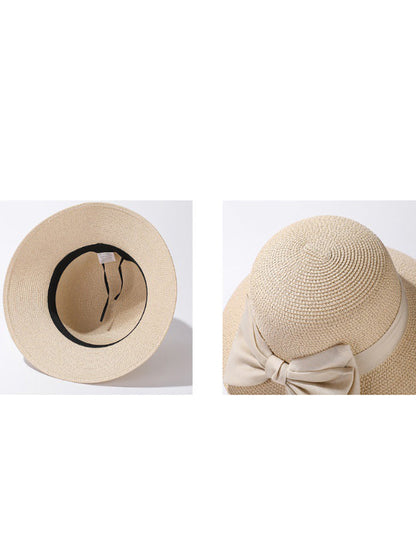 Women Elegant Bowknot Straw Sunproof Hat
