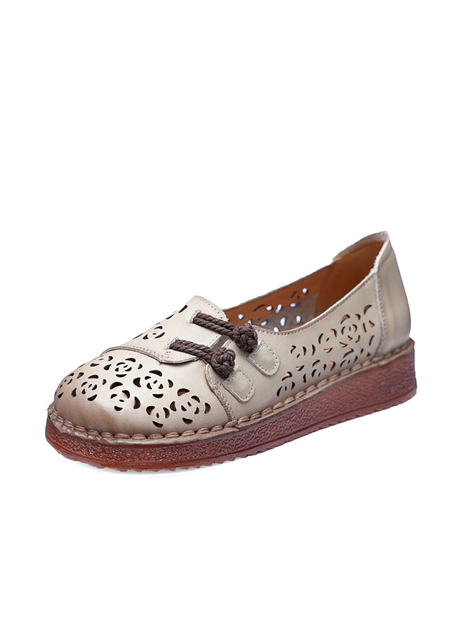 Women Summer Ethnic Hollow Out Low Heel Shoes