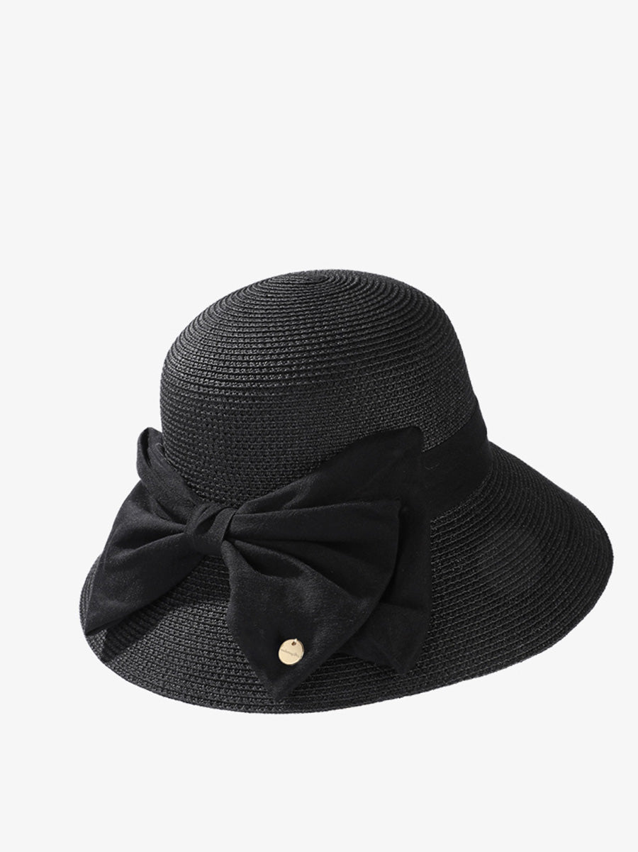 Women Elegant Bowknot Straw Sunproof Hat