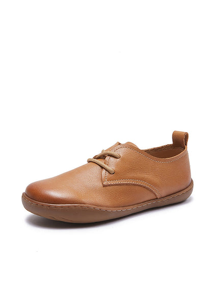 Women Summer Vintage Genuine Leather Flat Shoes