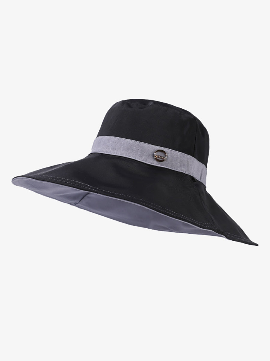 Women Summer Colorblock Large Brim Sunproof Hat