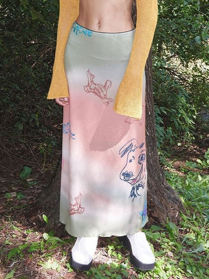 Bodycon Animal Printed Gradient Split-Joint Skirts Bottoms