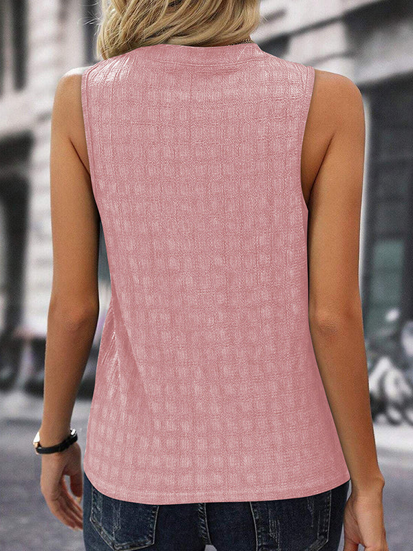 Loose Sleeveless Solid Color V-Neck Vest Top