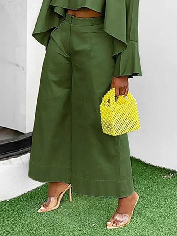 Wide Leg Solid Color Split-Joint Pants Trousers
