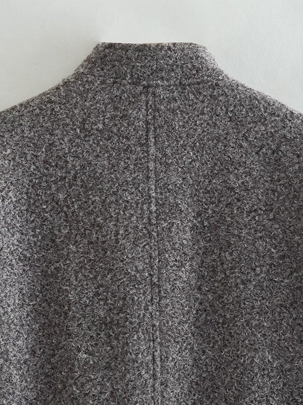 Long Sleeves Loose Split-Joint Round-Neck Outerwear
