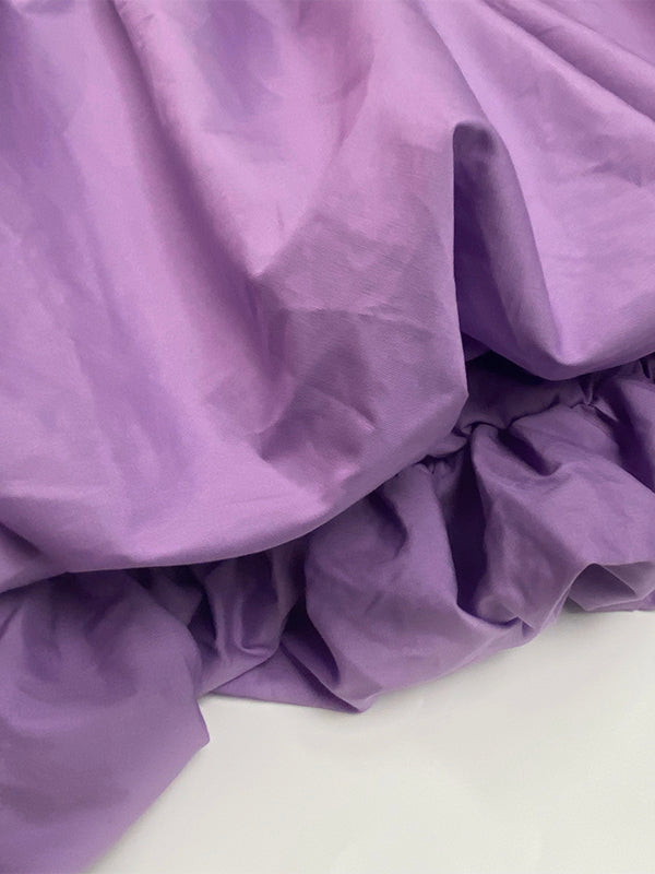 High Waisted Loose Pleated Solid Color Round-Neck Mini Dresses