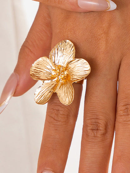 Flower Shape Pleated Shiny Rings Accessories