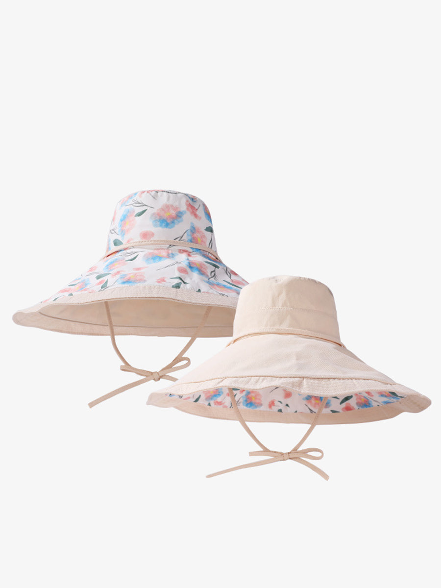 Women Summer Flower Dual-side Wearing Sunproof Hat