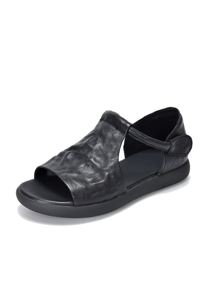 Women Summer Casual Soft Leather Flat Sandals