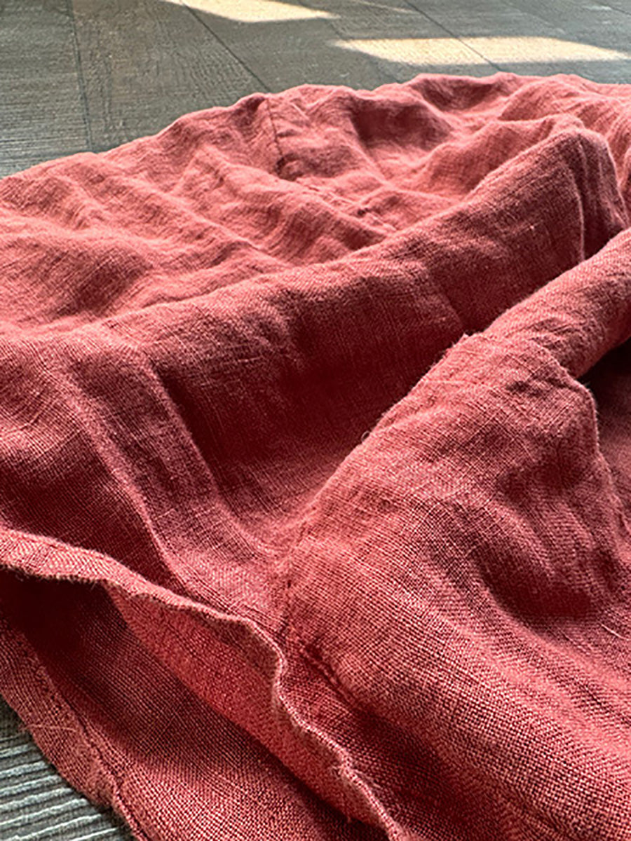 Plus Size Women Summer Vintage Linen Solid Button-up Hooded Shirt