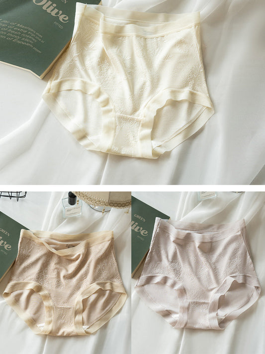 3 Pieces Women Artsy Jacquard Mid-Waist Underwear