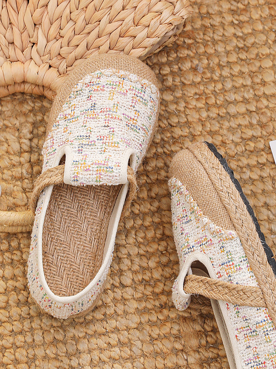 Women Artsy Canvas Linen Spliced Flat Shoes