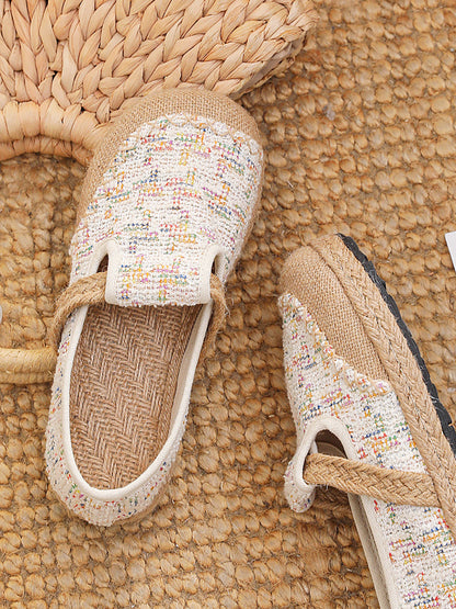 Women Artsy Canvas Linen Spliced Flat Shoes