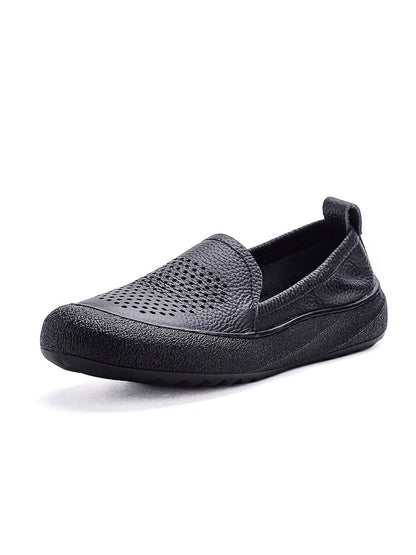 Women Summer Hollow Out Leather Flat Shoes