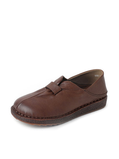 Women Casual Summer Genuine Leather Flat Shoes