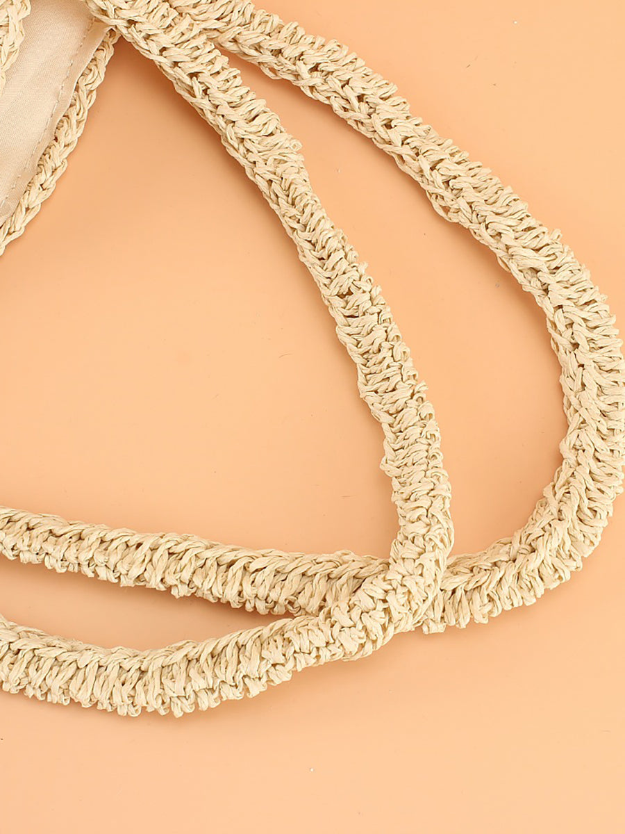 Women Fashion Flower Straw Weave Shoulder Bag