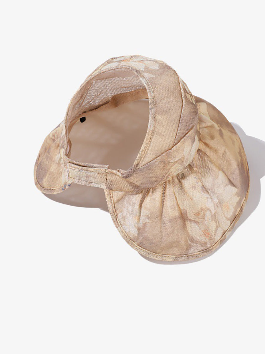 Women Summer Artsy Flower Large Brim Sunproof Hat
