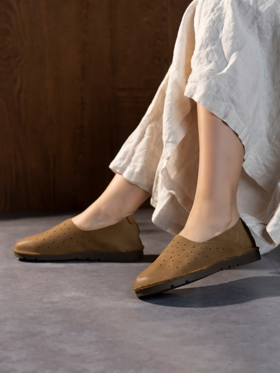 Couple Summer Soft Leather Low Heel Shoes