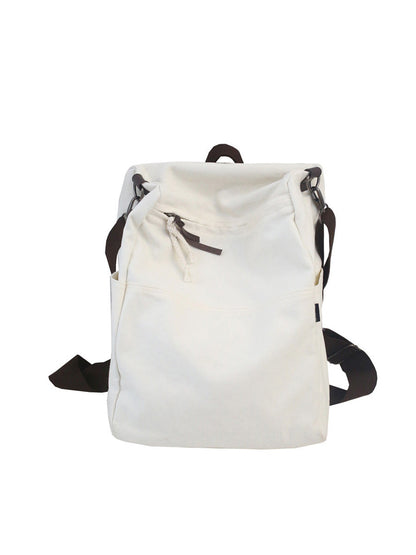 Casua Pure Color Large Capacity Square Canvas Backpack