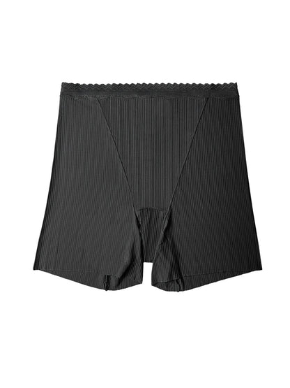 Women Pure Color Lace Waist Safety Bottom Pants