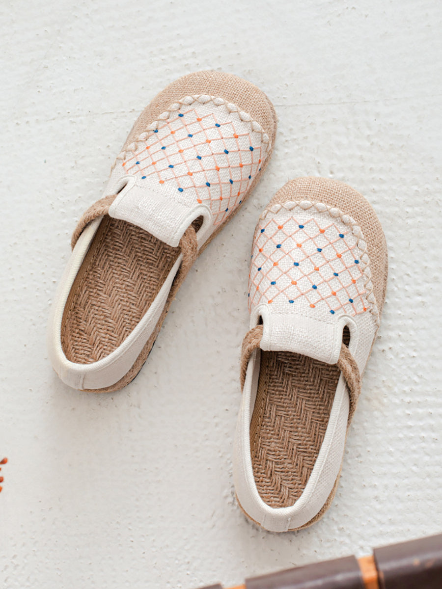 Women Vintage Rhomboids Knitted Canvas Shoes