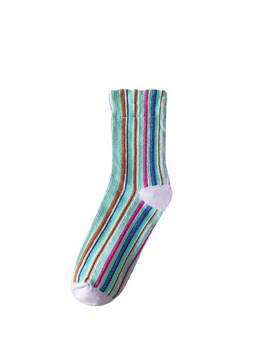 5 Pairs Stripe Adult Women Retro Autumn Winter Socks