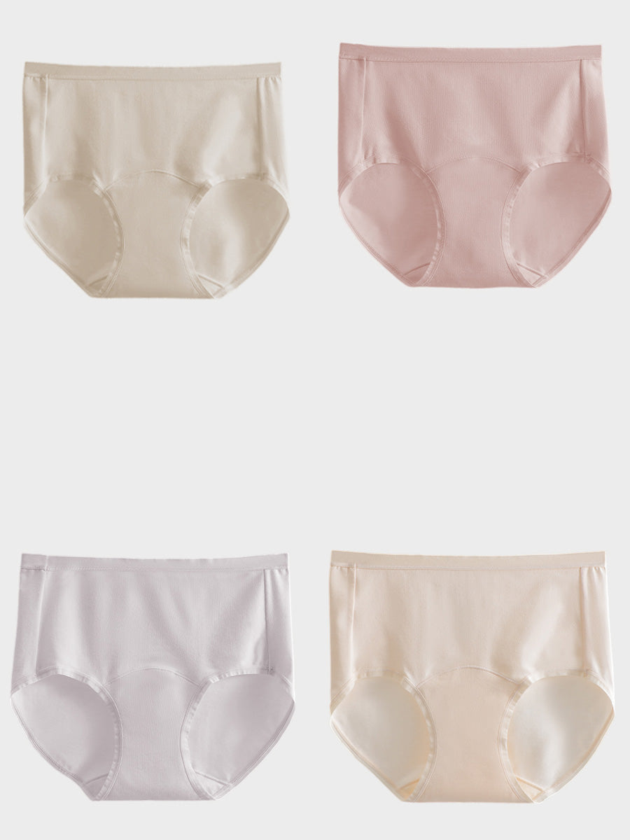 4 Pieces Summer Women Pure Color 100%Cotton Underwear