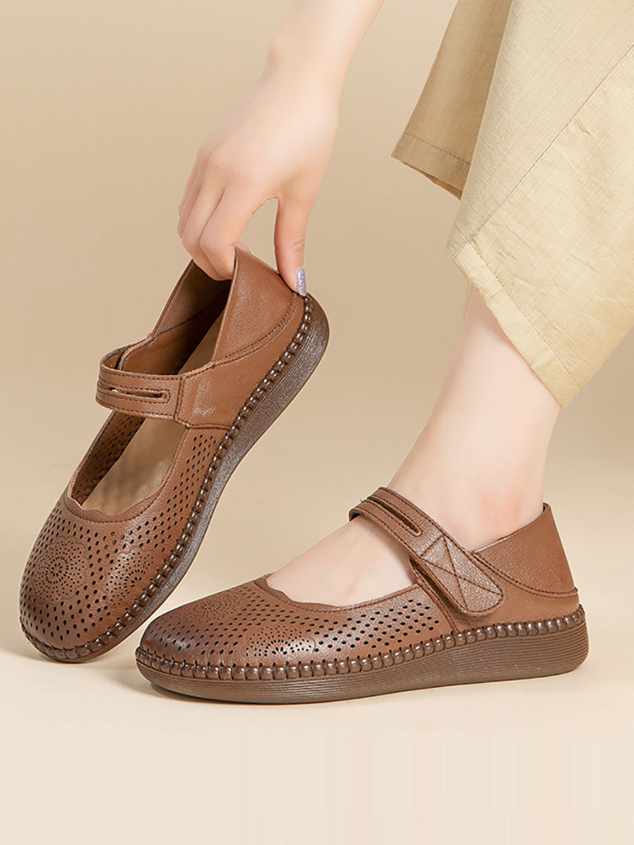 Women Summer Casual Genuinel Leather Low Heel Shoes