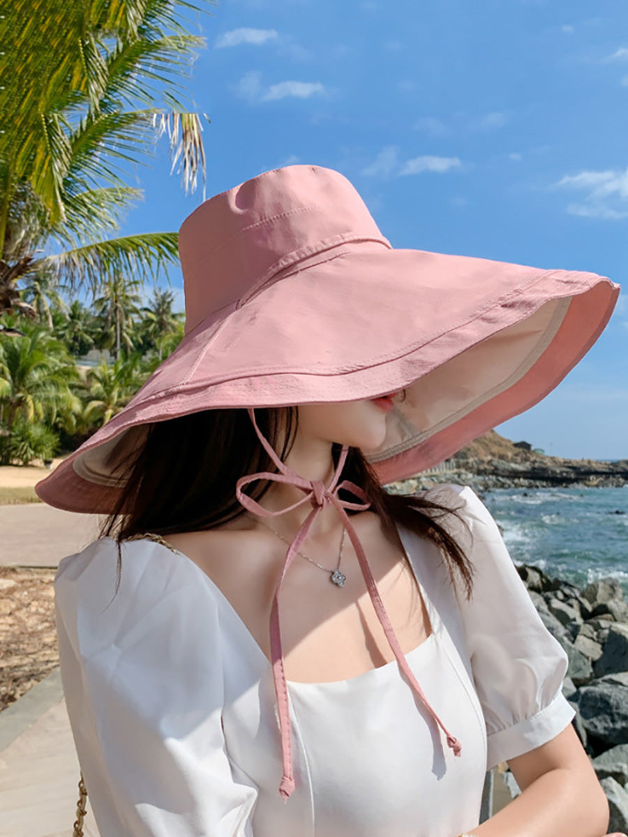 Women Casual Large Brim Dual-side Wearing Sunproof Hat