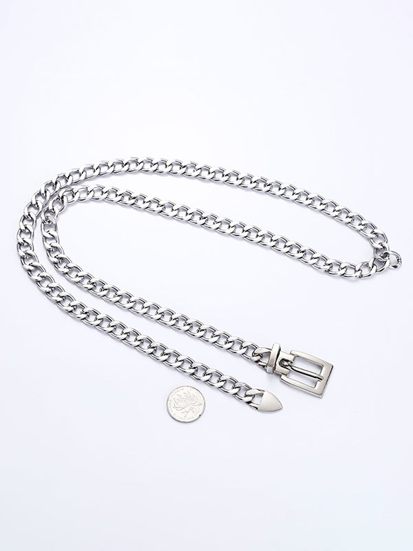 Buckle Chains Solid Color Belts