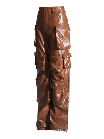 Loose Pockets Solid Color Pants Trousers