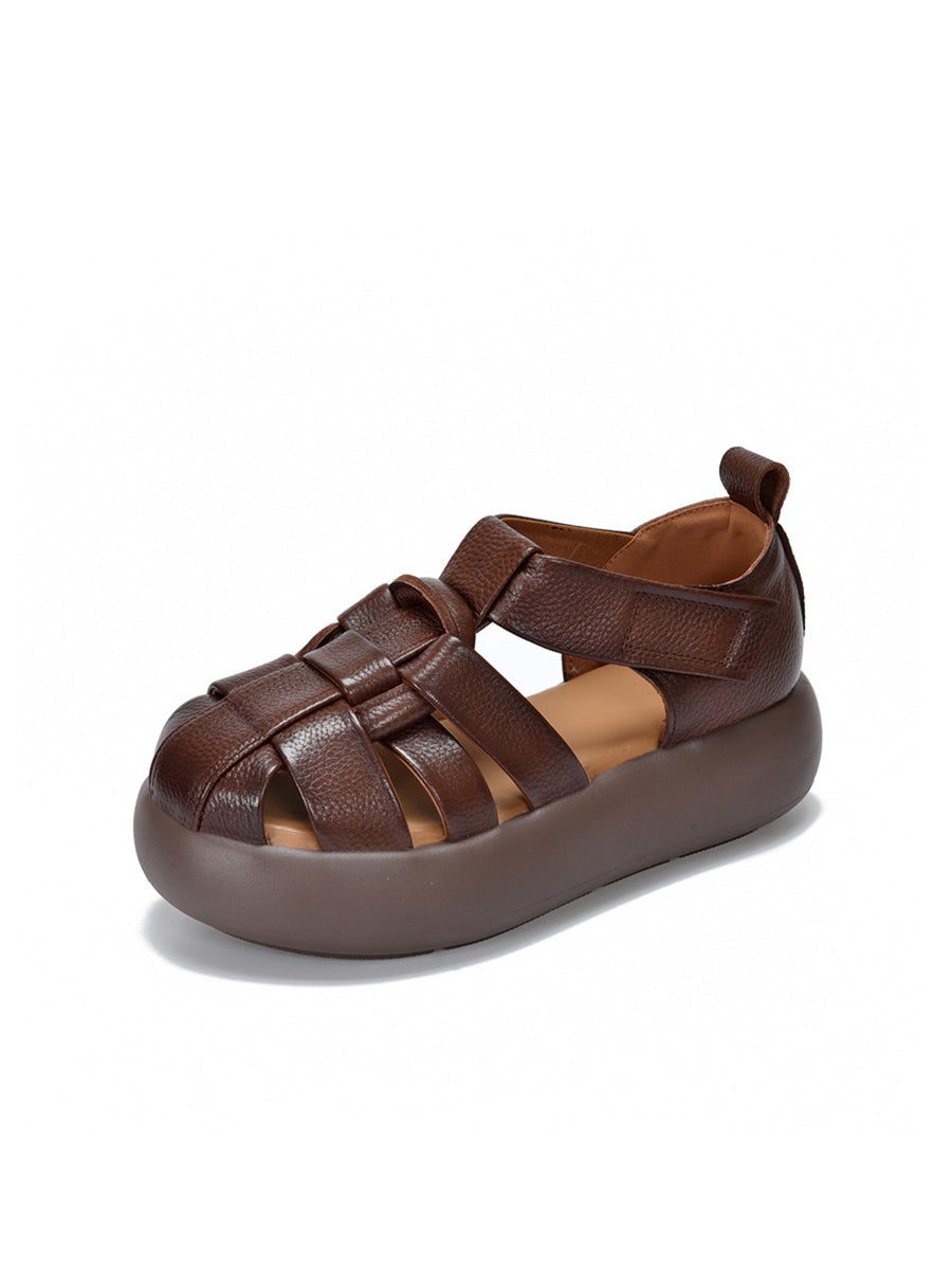 Women Casual Summer Leather Weave Platform Sandals