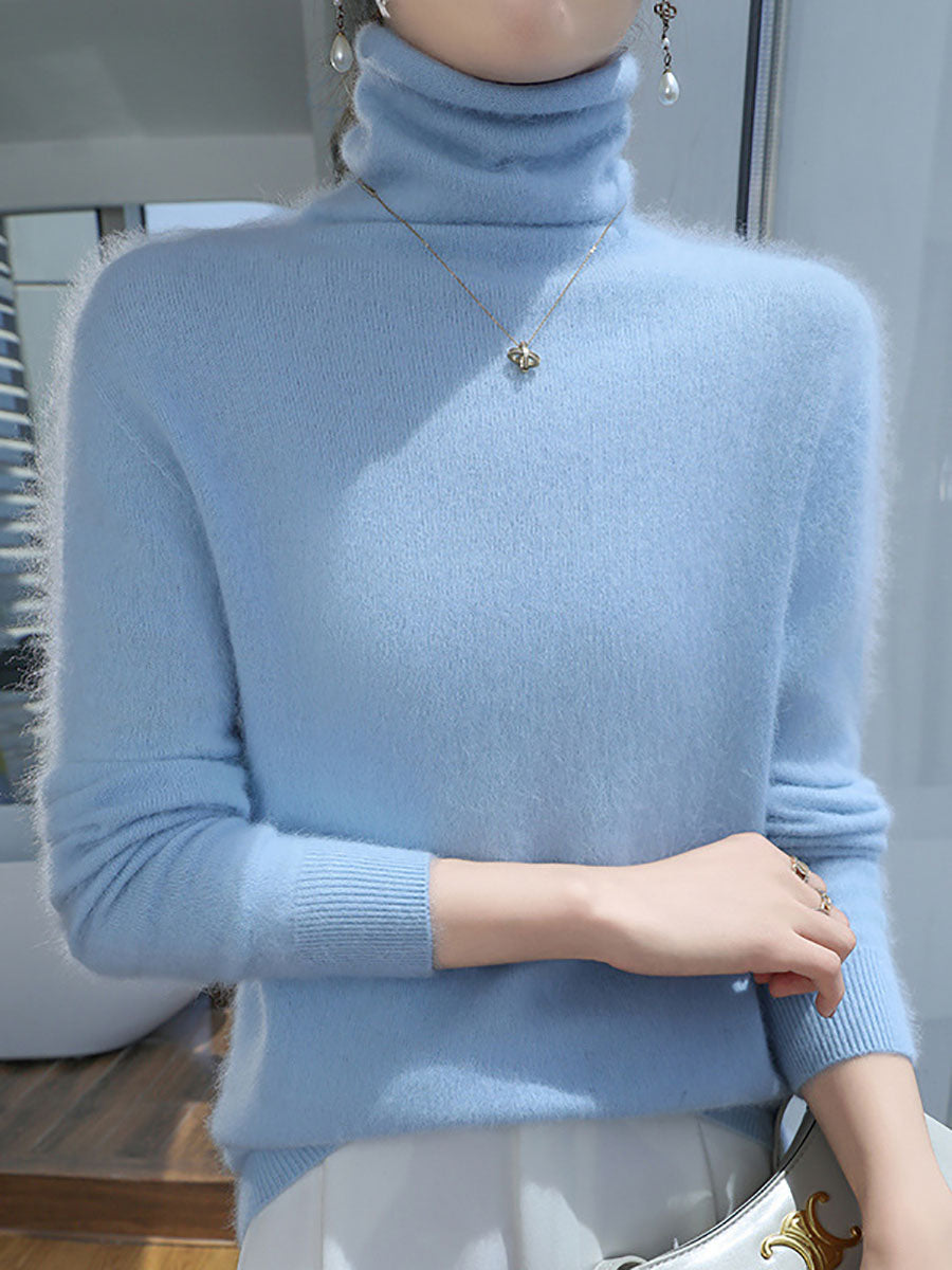 Women Autumn Turtleneck Soft Warm Knit Sweater
