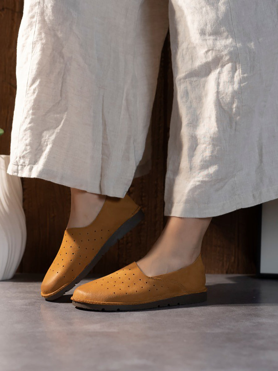 Couple Summer Soft Leather Low Heel Shoes