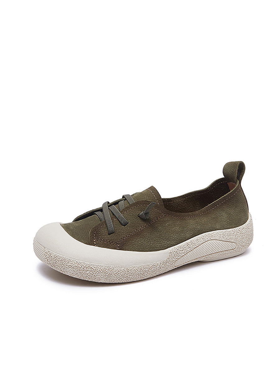 Women Casual Summer Genuine Leather Flat Shoes