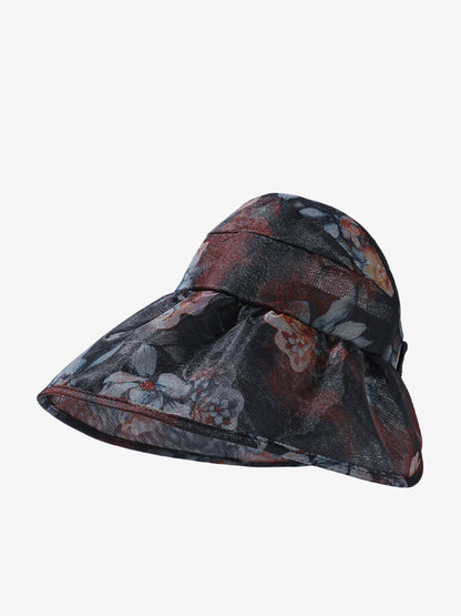 Women Summer Artsy Flower Large Brim Sunproof Hat