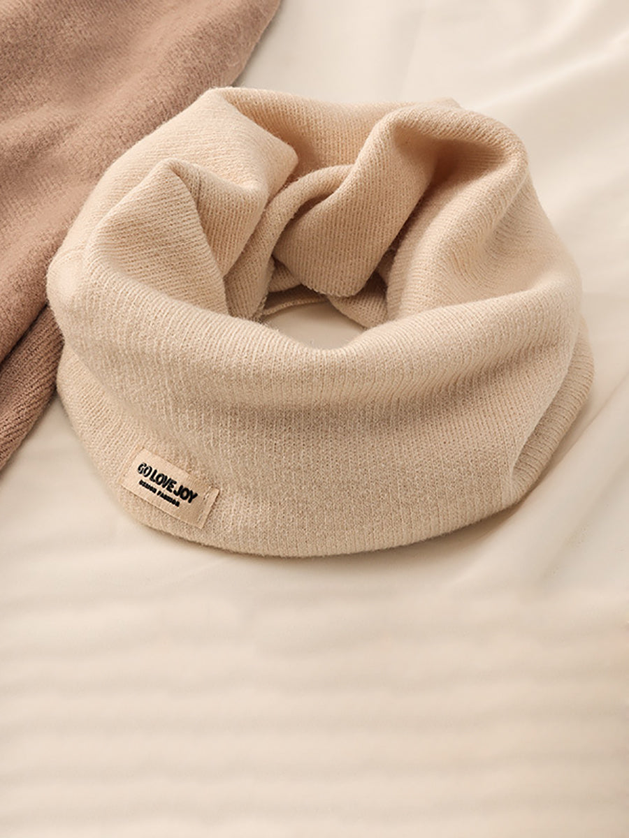 Women Warm Winter Knitted Solid Ear-Hanging Scarf