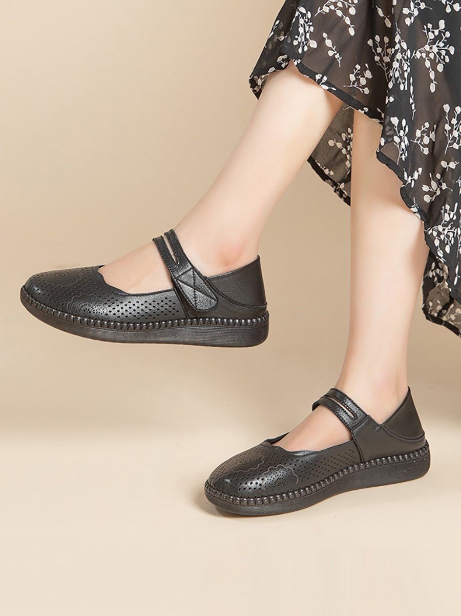 Women Summer Casual Genuinel Leather Low Heel Shoes