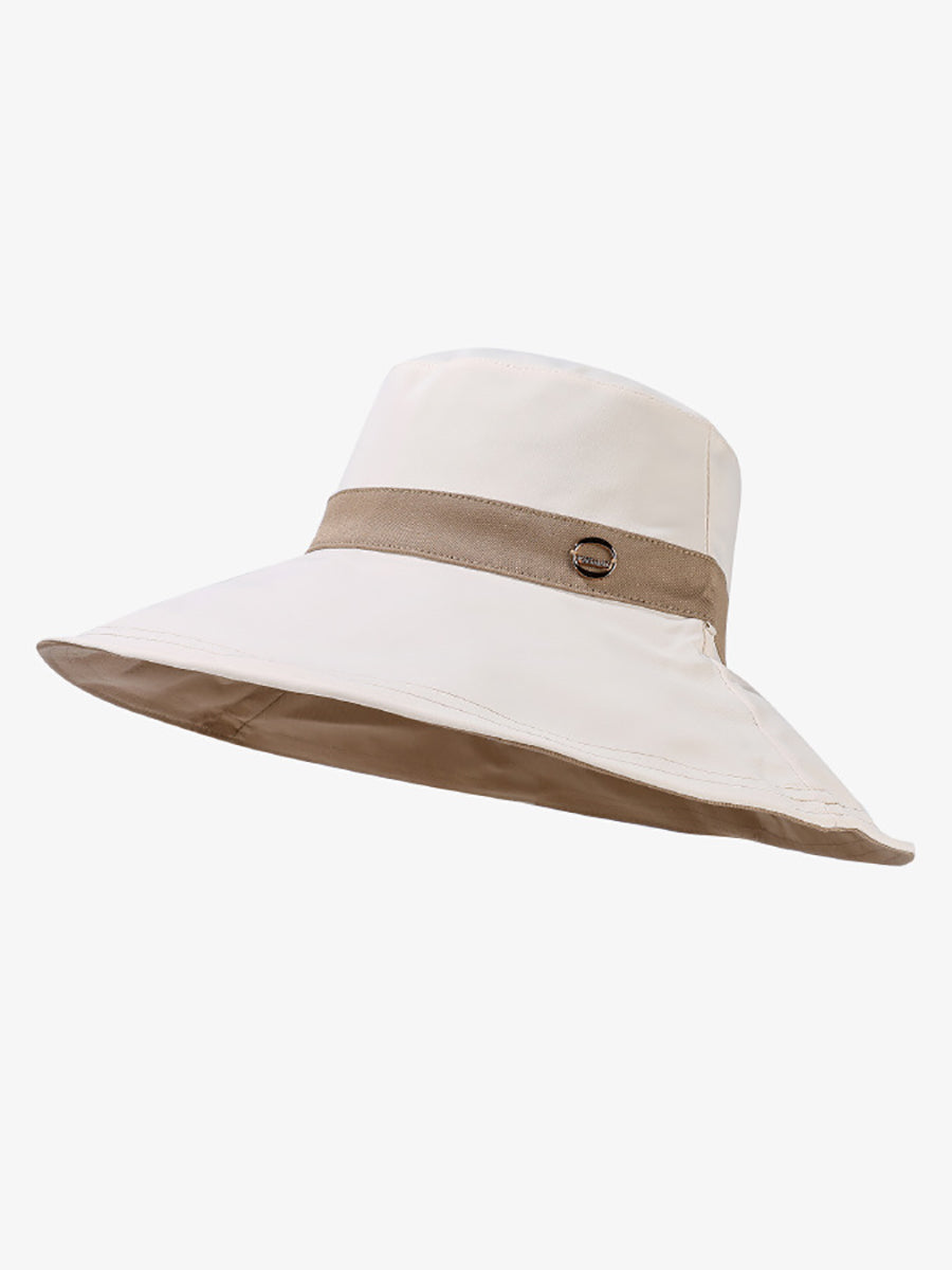 Women Summer Colorblock Large Brim Sunproof Hat