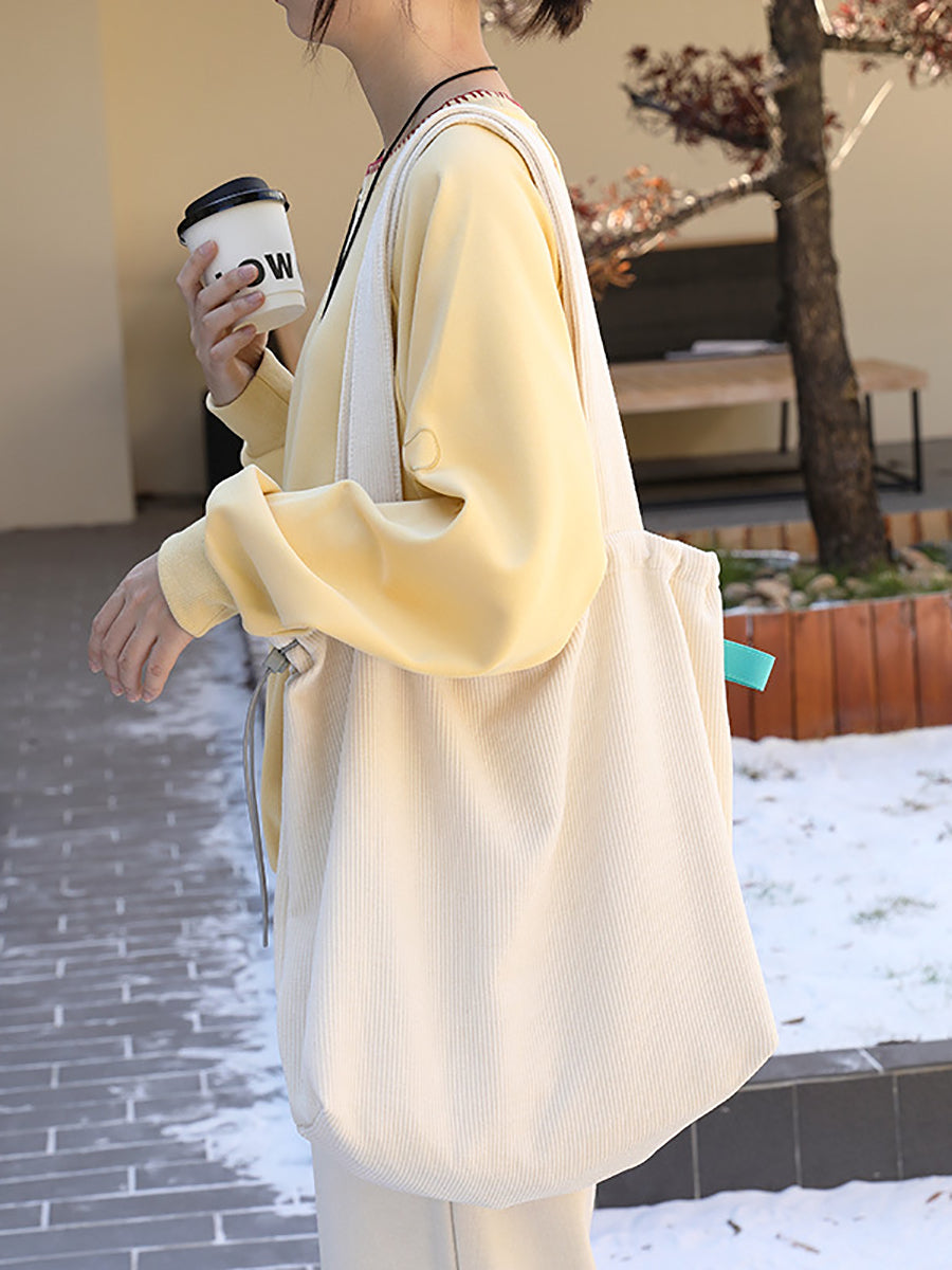 Casual Pure Color Corduroy Shoulder Bag