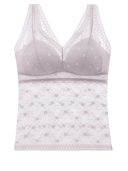 Women Summer Lace Seamless With Breast Pads Base