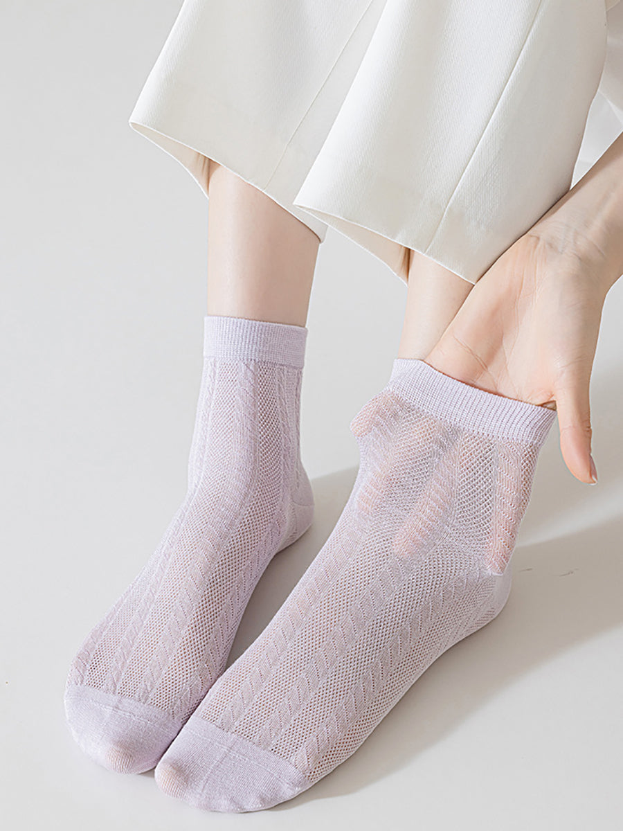 4 Pairs Women Summer Thin Cotton Socks