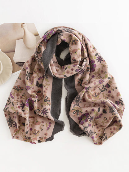 Flower Print Keep Warm Shawl&Scarf