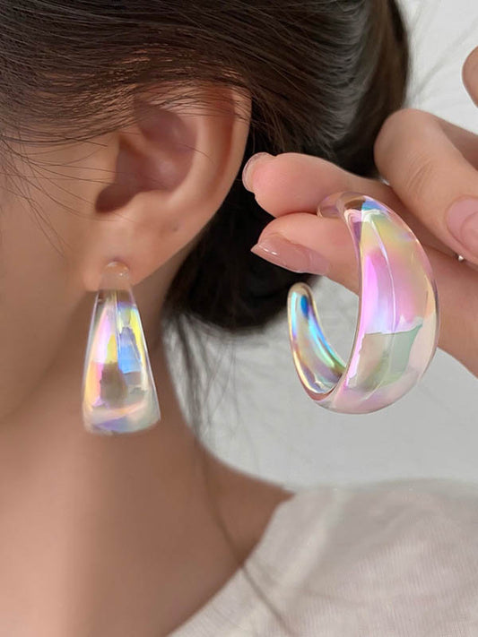 Normcore Contrast Color Geometric Drop Earrings