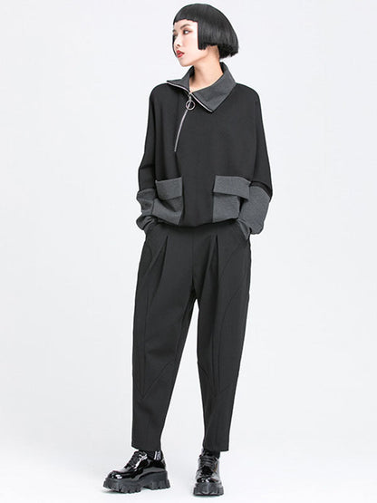 Simple Harem Pants Loose Elasticity Solid Color Casual Pants Bottoms
